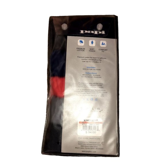 Papi Low Rise Briefs - 5 Pair NEW Open Package Mens S 28-30 Premium Cotton - Picture 2 of 9